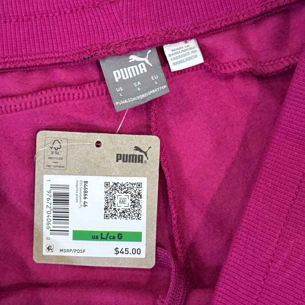 Puma Womens L ESS Sweatpants Magenta Gleam‎ Pink Fleece Joggers 846866 46 New L - Picture 6 of 7